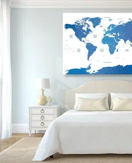Obrazy na korku Obraz na korku mapa světa s jednotlivými státy