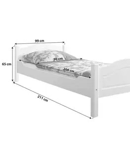 Jednolůžkové postele Postel Rita Masiv 90x200 Cm