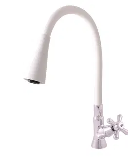 Sprchy a sprchové panely SLEZAK-RAV Vodovodní baterie umyvadlová na jednu vodu s flexibilním ramínkem, Barva: chrom/bílá MK194/13CB