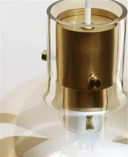 Designová závěsná svítidla NOVA LUCE závěsné svítidlo CINZIA šampaň sklo bílý kabel mosazný zlatý kov E27 1x12W 230V IP20 bez žárovky 9236650