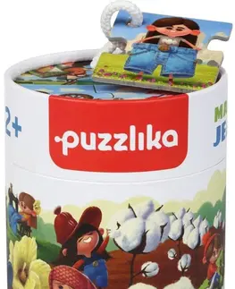 Hračky puzzle PUZZLIKA - 14231 Výroba džínů - naučné dějové puzzle 15 dílků