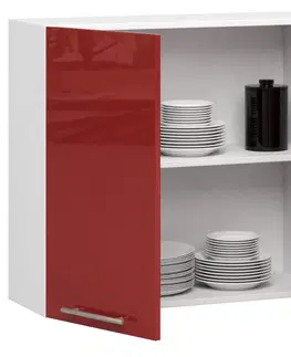 Kuchyňské dolní skříňky Ak furniture Závěsná kuchyňská skříňka Olivie W 80 cm bílo-červená