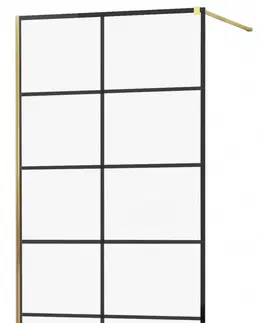 Sprchové zástěny MEXEN/S KIOTO Sprchová zástěna WALK-IN 70x200 cm 8 mm, zlatá, černý vzor 1 800-070-101-50-77