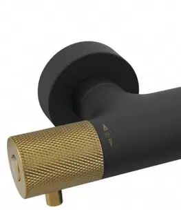 Koupelnové baterie SAPHO SOLARIS nástěnná vanová termostatická baterie, černá/zlato mat WD010G