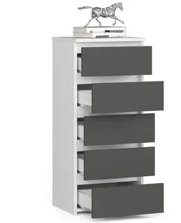 Komody Ak furniture Komoda CL5 se zásuvkami 40 x 92 cm bílo-šedá