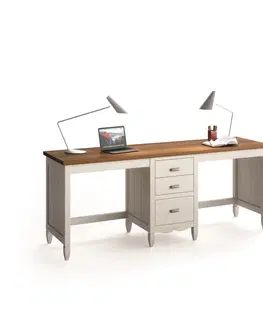 Stylové a luxusní pracovní a psací stoly Estila Moderní nadčasový psací stolek se třemi šuplíky Amberes z kvalitního borovicového dřeva v moderním provedení 180-210cm