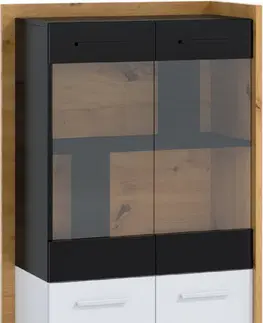 Vitríny ArtCross Vitrína BOX-12 Barva: craft zlatý/bílá/černá