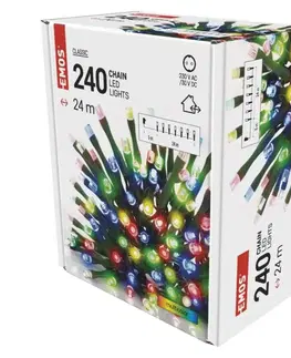 LED řetězy EMOS LED vánoční řetěz, 24 m, venkovní i vnitřní, multicolor, časovač D4AM05