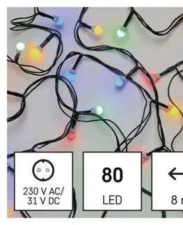 LED řetězy EMOS LED vánoční cherry řetěz – kuličky, 8 m, venkovní i vnitřní, multicolor, programy D5AM05
