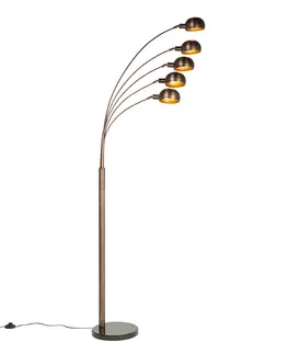 Stojaci lampy Designová stojací lampa tmavě bronzová se zlatými 5 světly - Sixties Marmo