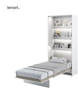Postele Dig-net nábytek Sklápěcí postel Lenart BED CONCEPT BC-03p | bílý lesk 90 x 200 cm