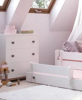 Postele ArtAdrk Dětská postel s přistýlkou EMKA II Barva: Bílá / šedý úchyt
