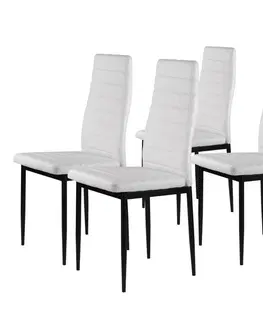 Židle Sada 4 elegantních židlí v bílé barvě s nadčasovým designem