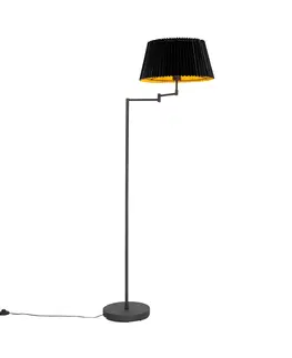 Stojaci lampy Černá stojací lampa s černým skládaným stínidlem a nastavitelným ramenem - Ladas Deluxe