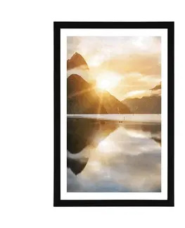 Příroda Plakát s paspartou krásný východ slunce na Novém Zélandu