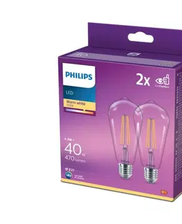 LED osvětlení Philips SADA 2x LED Žárovka VINTAGE Philips ST64 E27/4,3W/230V 2700K 