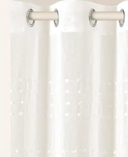 Záclony Moderní krémová záclona Marisa se stříbrnými průchodkami 140 x 280 cm