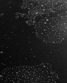 Obrazy mapy Obraz mapa světa s noční oblohou v černobílém provedení