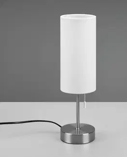 Stolní lampy Reality Leuchten Stolní lampa Jaro s USB přípojkou, bílá/nikl