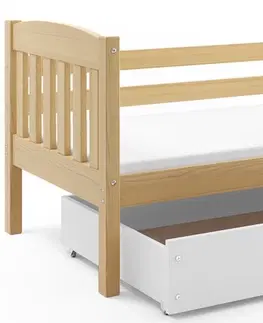Postele BMS Dětská postel KUBUŠ 1 s úložným prostorem | borovice Barva: Borovice / šedá, 200x90