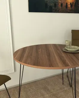 Jídelní stoly Kalune Design Kulatý jídelní stůl do obývacího pokoje Sandalf ořech