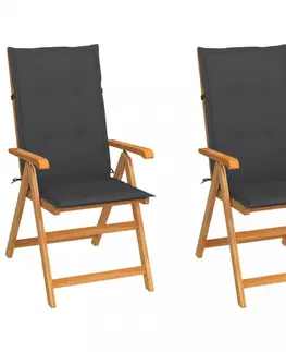 Zahradní židle Zahradní židle 2 ks teak / látka Dekorhome Antracit