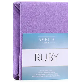 Prostěradla Froté prostěradlo s gumou AmeliaHome Ruby fialové, velikost 180-200x200+30