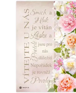 Obrazy s textem Obraz s textem - Tvůj domov ... květiny a krajka