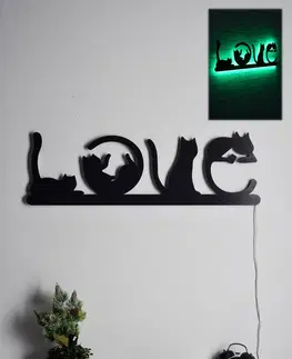 Nástěnné dekorace Dekorativní LED osvětlení zelené LOVE kočky