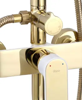 Sprchy a sprchové panely REA Sprchový set s baterií 150mm BLOOM zlatá/bílá  REA-P9529