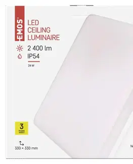 LED nástěnná svítidla EMOS LED přisazené svítidlo TORI, čtvercové bílé 24W neutr. b., IP54 ZM4324