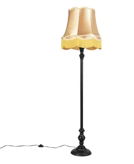 Stojaci lampy Stojací lampa černá s odstínem Granny gold - Classico