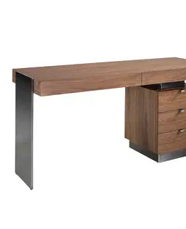Stylové a luxusní pracovní a psací stoly Estila Moderní hnědý kancelářský stůl Vita Naturale s pěti šuplíky 160cm
