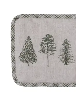 Chňapky Béžová bavlněná chňapka - podložka se stromky Natural Pine Trees - 20*20 cm Clayre & Eef NPT45