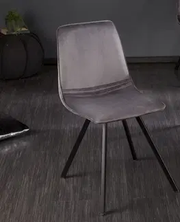 Luxusní jídelní židle Estila Moderní designová židle Hartlepool Gris sametová