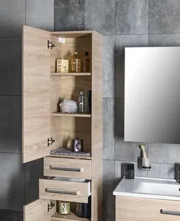Koupelnový nábytek AQUALINE VEGA skříňka vysoká 35x184x31cm, dub platin VG985