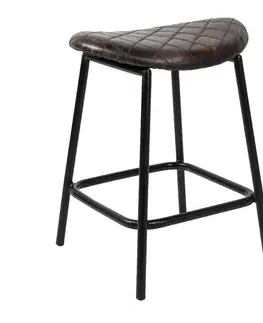 Stoličky Kovová stolička s koženým sedákem Venice - 35*39*50 cm Clayre & Eef 60961