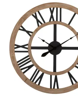Hodiny Dřevěné nástěnné hodiny s kovovými číslicemi - ∅90*4cm J-Line by Jolipa 2732