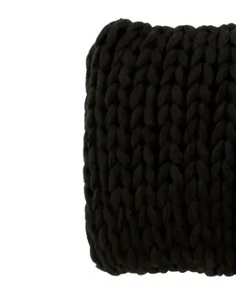 Dekorační polštáře Pletený černý polštář Tricot black - 40*40 cm J-Line by Jolipa 7259