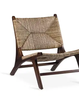 Luxusní a designová křesla a fotely Estila Venkovské stylové křeslo Rattan z masivního dřeva hnědé barvy 75cm