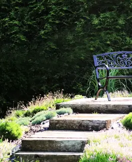 Zahradní lavice Zahradní lavička s patinou ocel litina Zlatá