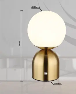 Stolní lampy Globo Stolní lampa Julsy LED s dobíjením, mosazná barva, výška 21 cm, CCT