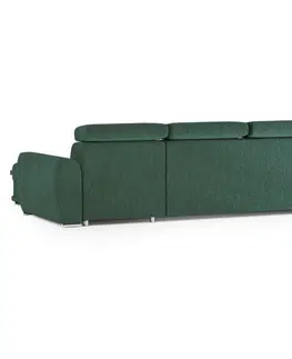 Rohové sedací soupravy HOMEDE Rohová rozkládací pohovka Terma zelená