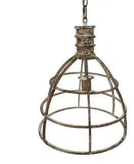 Svítidla Béžová antik závěsná lampa Hillo - Ø 39*47 cm E27/max 1*40W Clayre & Eef 6LMP784