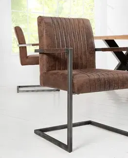Luxusní jídelní židle Estila Industriální jídelní židle Imperial hnědá 88cm