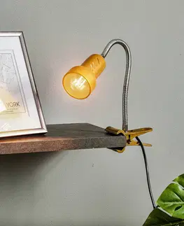 Stolní lampy a lampičky s klipem TEMAR LIGHTING Světlo se svorkou Lolek, flexibilní rameno, zlatá