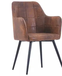 Židle Jídelní židle 6 ks umělá semišová kůže Dekorhome Hnědá