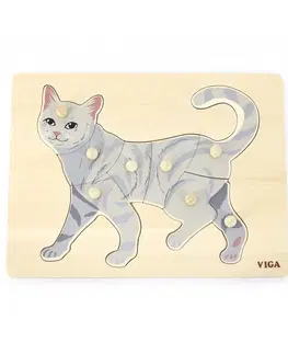 Hračky VIGA - Dřevěná vkládačka Kočka 8ks
