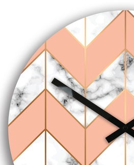 Hodiny ModernClock Nástěnné hodiny Mramor bílo-růžové