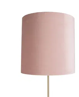 Stojaci lampy Stojací lampa zlatá / mosazná s růžovým sametovým odstínem 40/40 cm - Parte